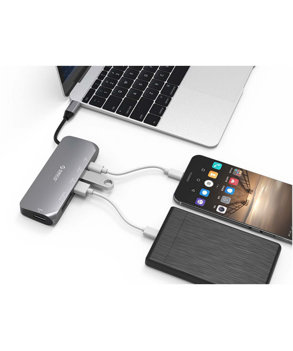 هاب Type-C آلومینیومی‌ با خروجی شبکه ORICO CLH-W1 Type-C to HDMI USB Adapter Hub
