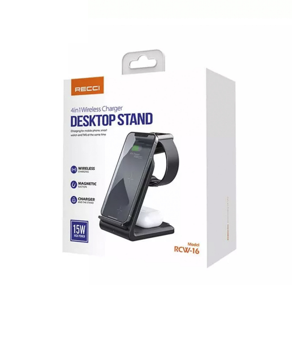 شارژر بی سیم رومیزی مغناطیسی 15 وات رسی Recci RCW-16 4 in 1 magnetic wireless charging