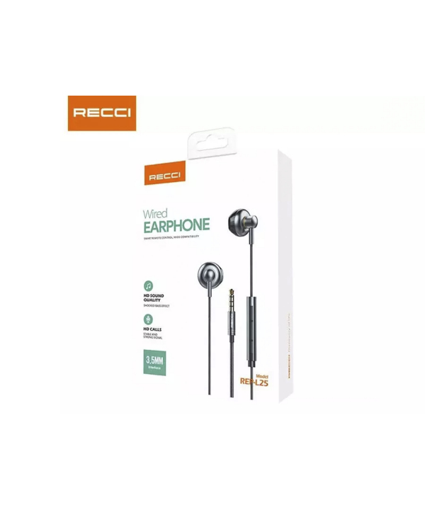 هندزفری سیمی با جک 3.5 میلی‌متری رسی Recci REP-L25 Wired Earphone