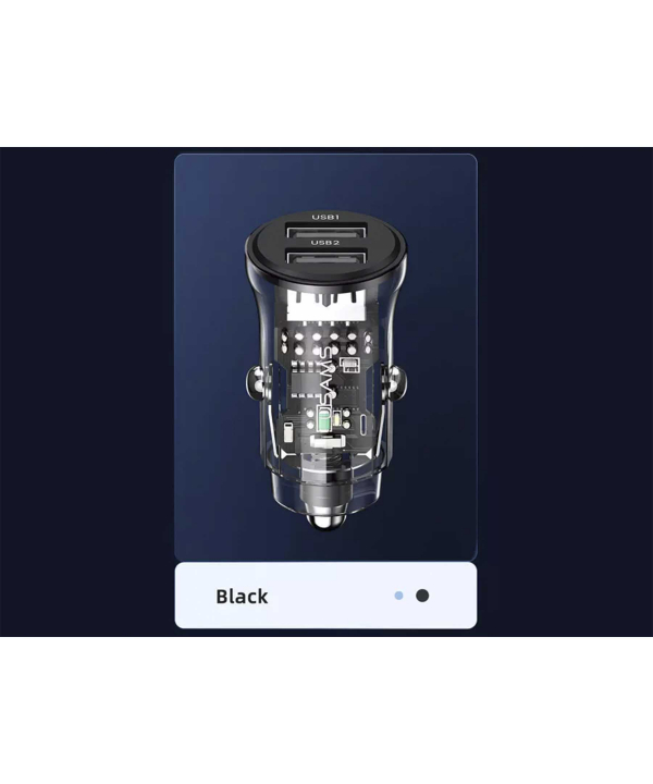 شارژر فندکی فست شارژ ماشین یو‌اس‌بی طرح شفاف یوسامز US-CC162 C31