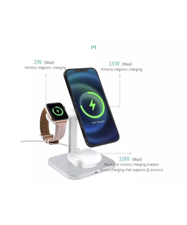 شارژر بی سیم مگ سیف فست شارژ کوتتسی Coteetci 3in1 Magsafe magnetic wireless fast charging 32103-GY