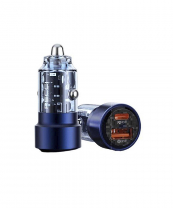 شارژر فندکی سوپر فست شارژ تایپ سی و یو اس بی 75 وات رسی Recci RCC-N15 75W car charger