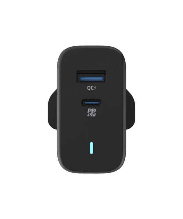 شارژر دیواری فست شارژ تایپ سی و یو اس بی 63 وات پاورولوژی Powerology Ultra-Quick Charging Adapter PWCUQC004