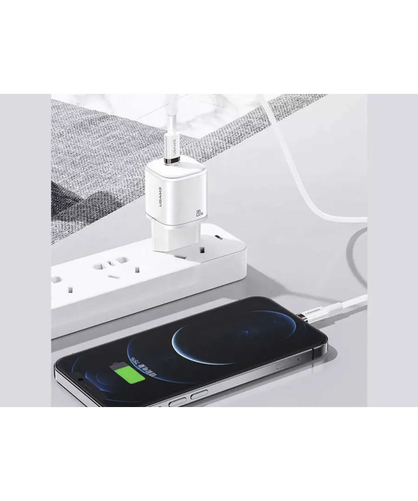 شارژر دیواری تایپ سی 20 وات یوسامز USAMZ 20W Single Port Mini PD Fast Charger (EU) US-CC124 T36
