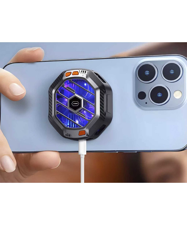 شارژر بی سیم مگنتی 15 وات و فن خنک کننده گوشی موبایل ویوو WiWU Wi-R001 15W Magsafe Charging Featured RGB Light Phone Cooling Fan