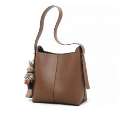 کیف دوشی زنانه چرم با ظرفیت بزرگ و طراحی ساده New Women's Leather Bucket Bag Large Capacity 5345