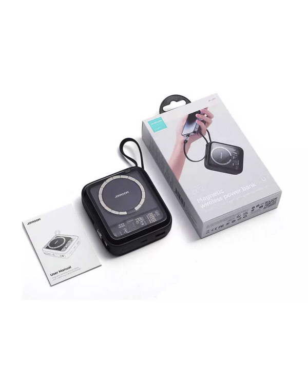 پاوربانک 10000 و شارژر بی سیم آهنربایی جویروم با کابل همراه لایتنینگ JOYROOM JR-L007 Magnetic Wireless Power Bank 22.5W