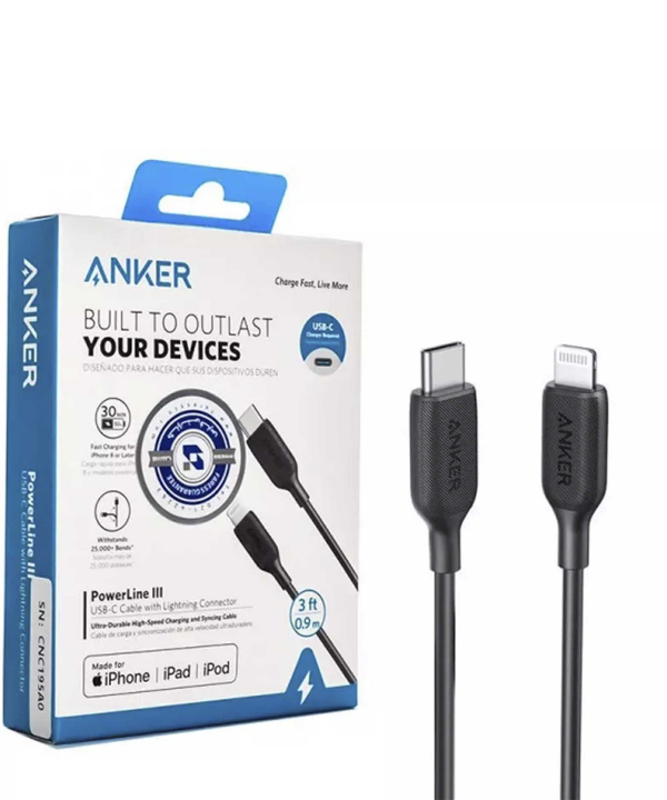 کابل شارژ سریع تایپ سی به لایتنینگ 90 سانتی‌متری 18 وات انکر Anker A8832H11 USB C to Lightning Cable