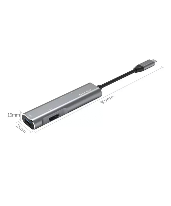 هاب Type-C آلومینیومی‌ اوریکو ORICO CLH-W3 Type-C to HDMI/USB-A/TF/SD Card Adapter Hub