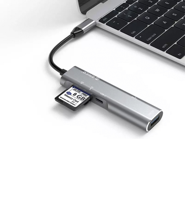 هاب Type-C آلومینیومی‌ اوریکو ORICO CLH-W3 Type-C to HDMI/USB-A/TF/SD Card Adapter Hub