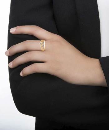 انگشتر تاج سه نگین بهنوش کیا گالری Kia Gallery کد RM155
