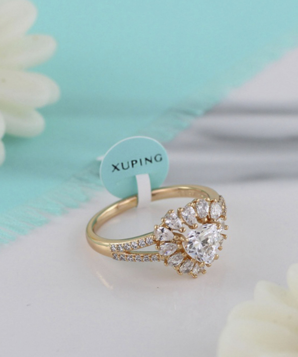 انگشتر سولیتر زنانه ژوپینگ Xuping مدل قلب کد AAE-461