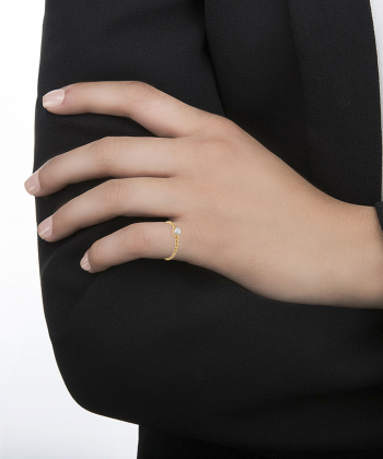 انگشتر گوارسه سه چنگ مروارید رزین کیا گالری Kia Gallery کد RM565