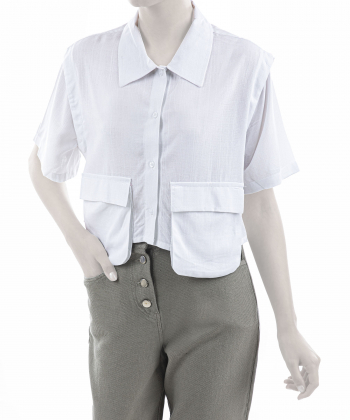 شومیز نخی آستین کوتاه زنانه بهبود مدل BEH-701197