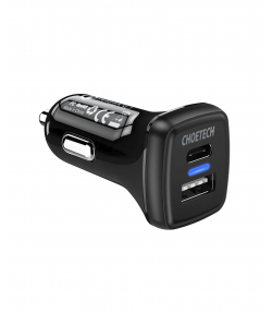 شارژر فندکی شارژ سریع QC3.0 + PD18W چویتک Choetech مدل TC0005