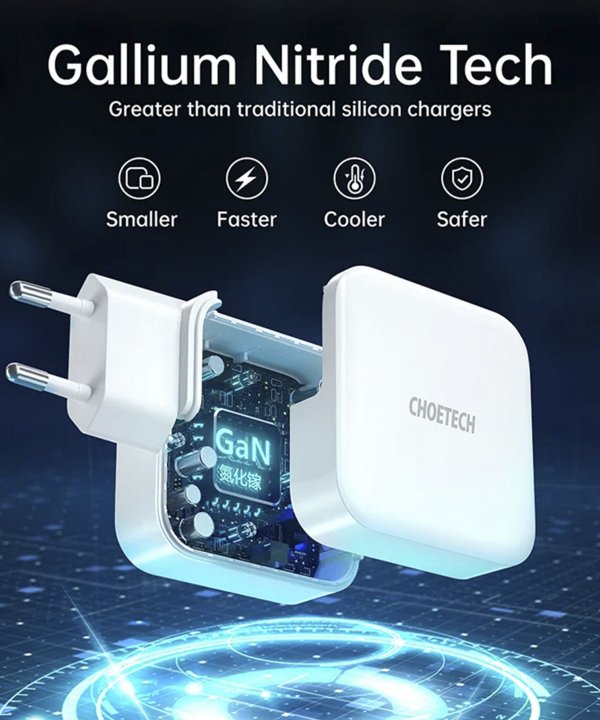 شارژر دیواری سریع 65 وات USB Type C چویتک Choetech مدل PD8002