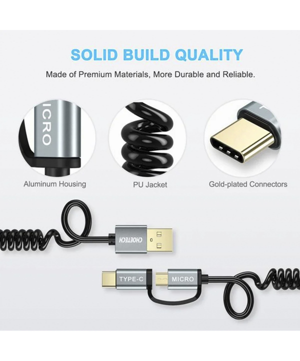 کابل 3 آمپر 2 در 1 USB Type C + Micro USB چویتک Choetech مدل XAC-0012