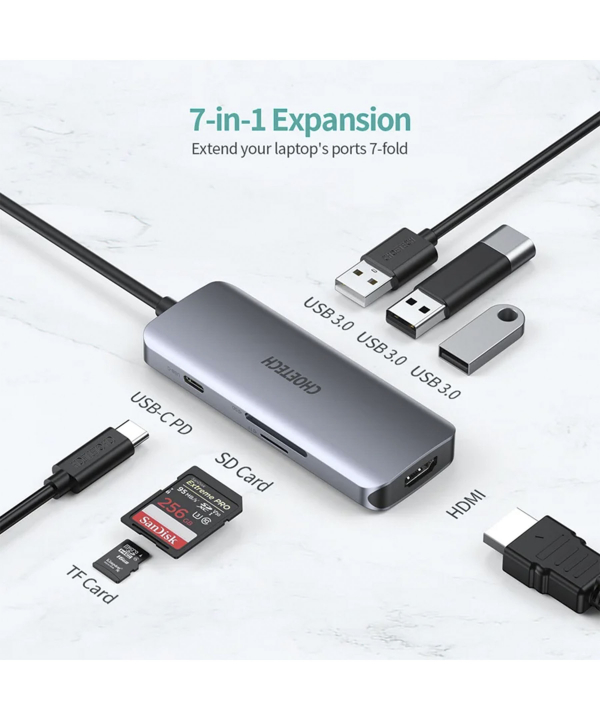 هاب 7پورت USB-C به HDMI چویتک Choetech مدل HUB-M19