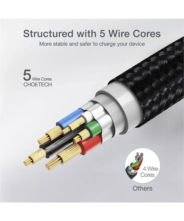 کابل پاوردلیوری 60 وات 3 آمپر 1.2 متر USB C به USB C چویتک Choetech مدل XCC_1003