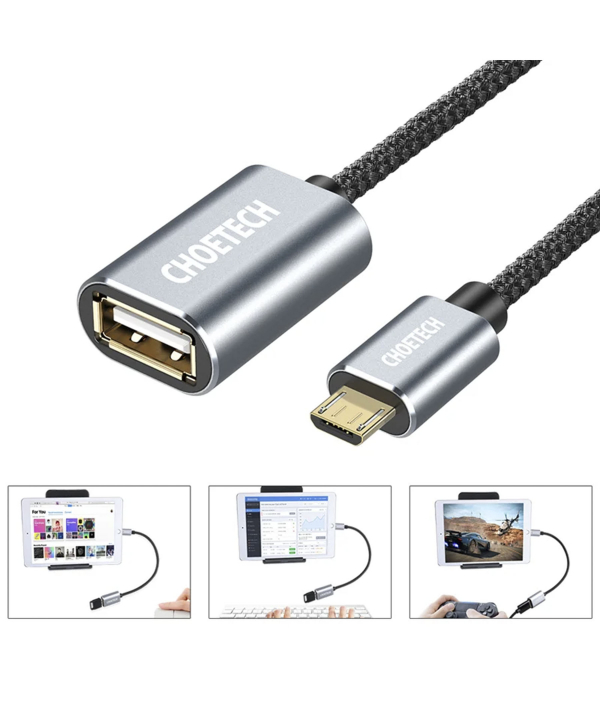کابل OTG تبدیل Micro USB به ورودی USB چویتک Choetech مدل AB0013