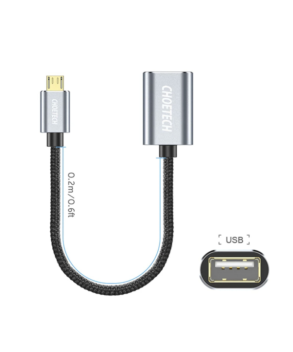 کابل OTG تبدیل Micro USB به ورودی USB چویتک Choetech مدل AB0013