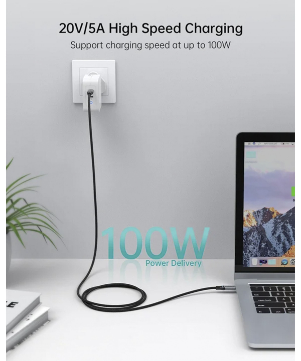 کابل پاور دلیوری 100 وات USB C به USB C چویتک Choetech مدل XCC-1002BK