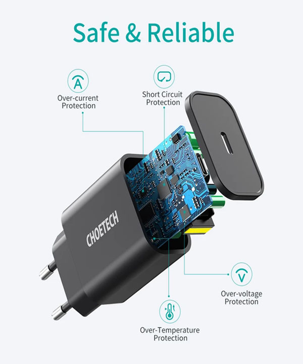 شارژر دیواری سریع 18 وات چویتک Choetech مدل Q5004