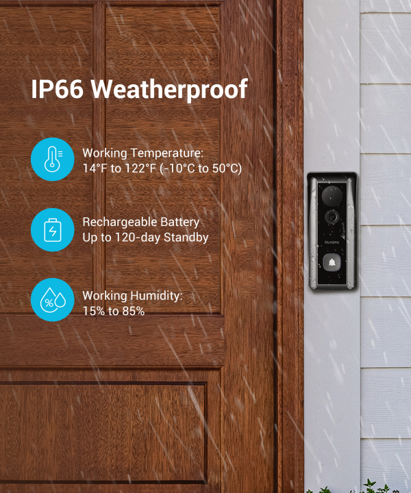 زنگ ویدیویی هوشمند بی‌سیم 2K بلورمز Blurams مدل Doorbell D10C