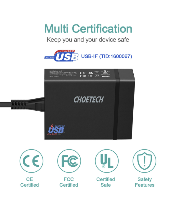 آداپتور 72وات 4پورت چویتک Choetech مدل PD72W-1C3U