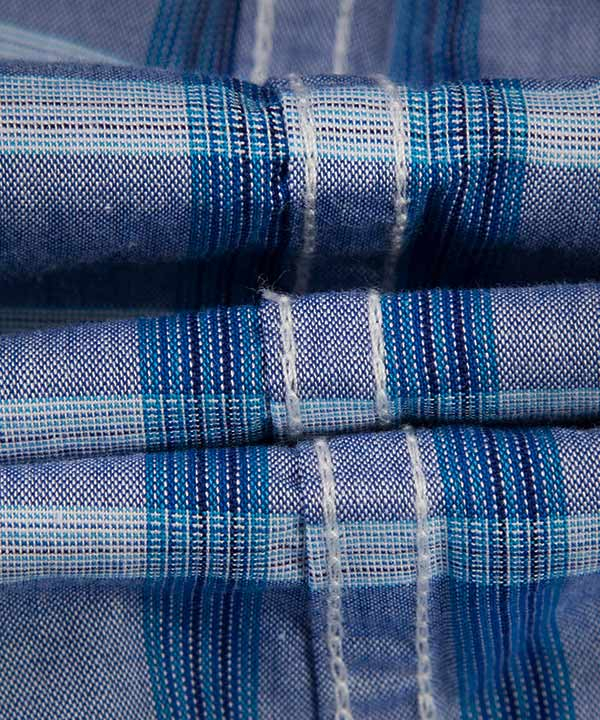 پیراهن مردانه چهارخانه  نخی آستین کوتاه جین وست