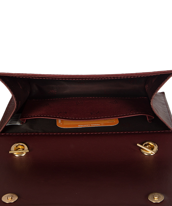 کیف چرم زرشکی زنانه چرم مارال Maral Leather مدل آماتیس