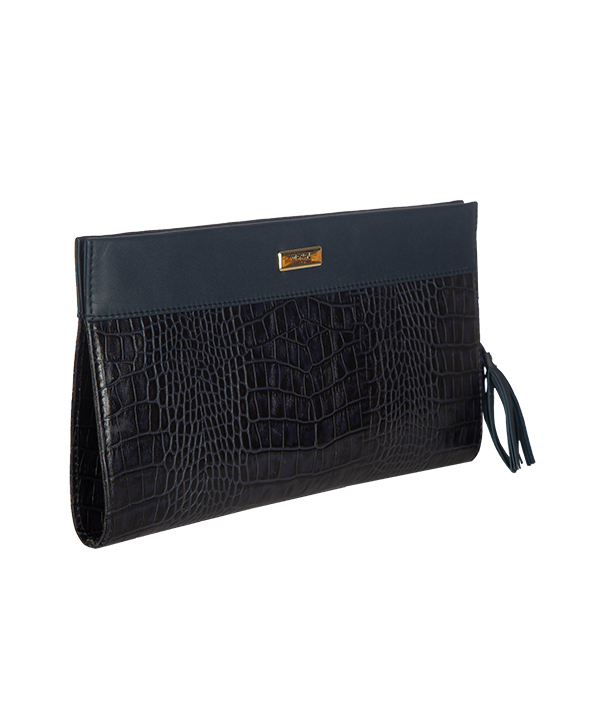 کیف مجلسی زنانه چرم مارال Maral Leather مدل لیو کروکو - سرمه ای با چرم طبیعی گاو