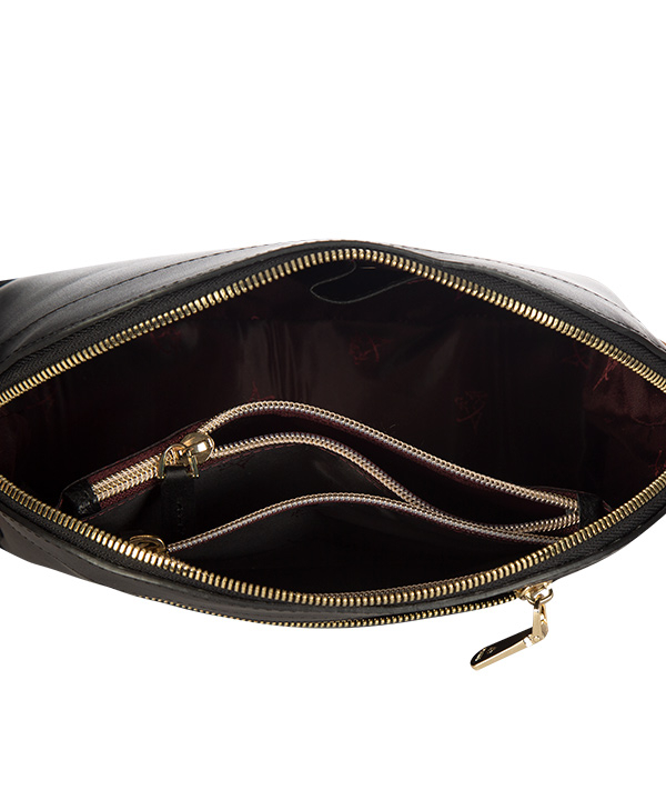 کیف دوشی زنانه چرم طبیعی مشکی مارال چرم Maral Leather مدل سون