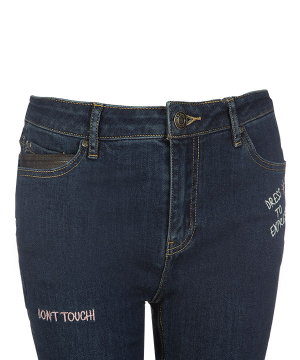 شلوار جین آبی زنانه دم پا گشاد ریش ریش جین وست Jeanswest