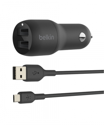 1.	شارژر فندکی شارژ سریع ماشین دوتایی کابل شارژ سریع بلکین مدل CAB001bt1MBK طول 1متربه همراه USB-A مد