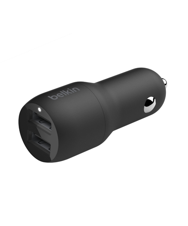 شارژر فندکی شارژ سریع ماشین دوتایی 24 واتی بلکین مدل CAB001bt1MBK 1USB-A مدل CCB001btBK