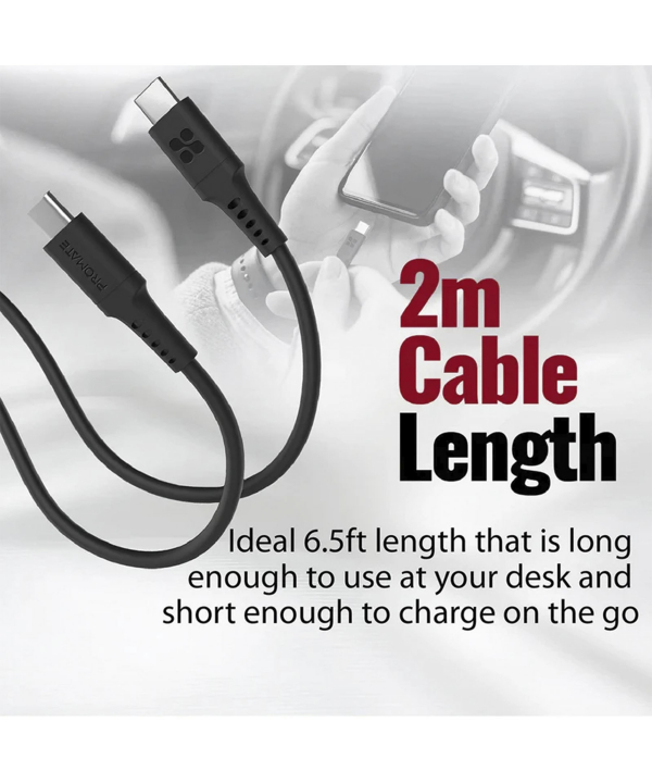 کابل USB-C شارژ سریع پرومیت مدل POWERLINK-CC200.BLACK به طول 2 متر