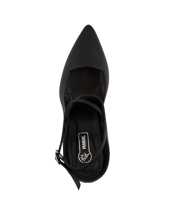 کفش پاشنه سوزنی بند دار مشکی زنانه مارال چرم Maral Leather کد 770