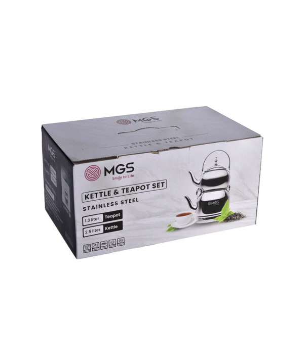 کتری و قوری لوله دار 2.5 لیتری ام جی اس MGS  با دسته استیل