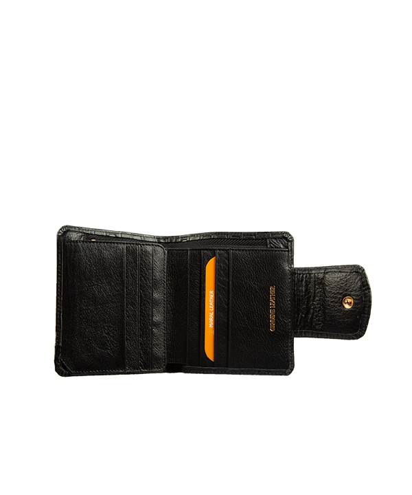 کیف پول دکمه ای کوچک زنانه مارال چرم Maral Leather مدل الیکا- مشکی