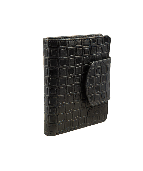 کیف پول دکمه ای کوچک زنانه مارال چرم Maral Leather مدل الیکا- مشکی