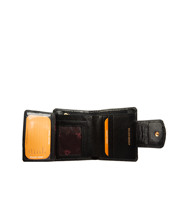 کیف پول دکمه ای کوچک زنانه مارال چرم Maral Leather مدل الیکا- مشکی