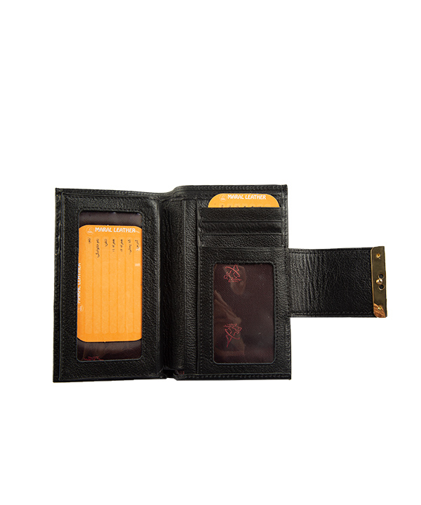 کیف پول تاشو دکمه دار مارال چرم Maral Leather مدل آتری