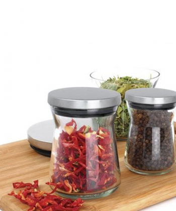 جا حبوبات شیشه ای 200CC ام جی اس MGS درب استیل