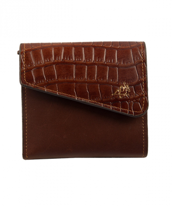 کیف پول زنانه جیبی مارال چرم Maralleather مدل آوا - قهوه ای تیره