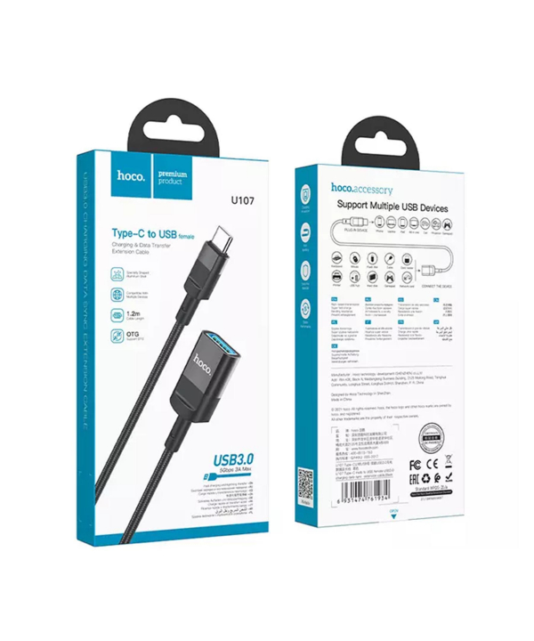 کابل افزایش طول تایپ سی به یو اس بی 1.2 متری هوکو Hoco IExtension cable Type-C to USBUSB3.0 U107