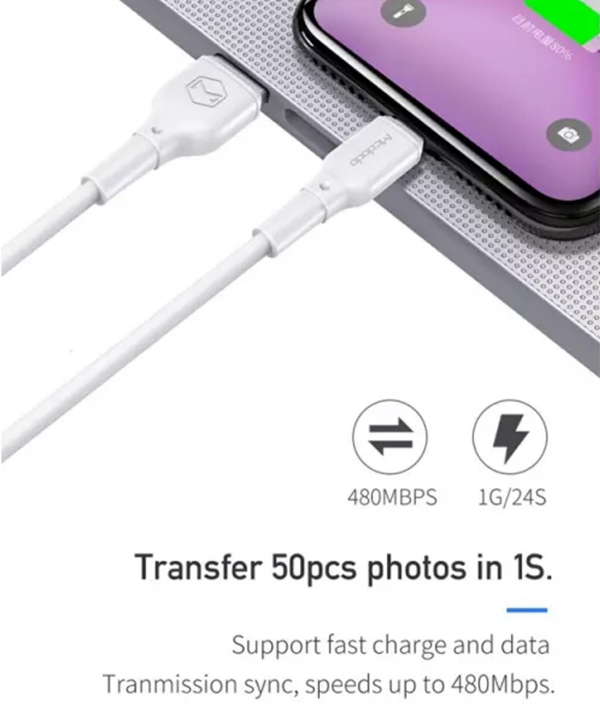کابل شارژ و انتقال داده لایتنینگ مک دودو Mcdodo CA-727 Lightning Data Cable 1.2M