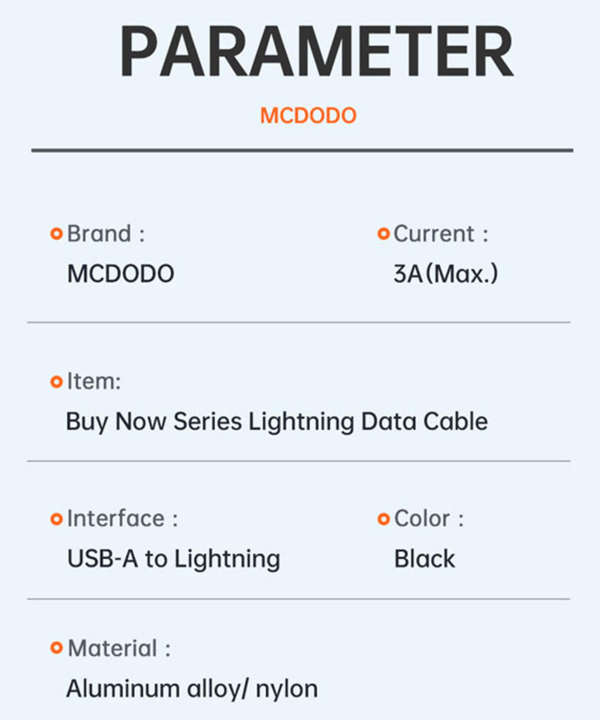 کابل شارژ یو اس بی به لایتنینگ 1 متر مک دودو Mcdodo Lightning Charge Data Cable CA-226
