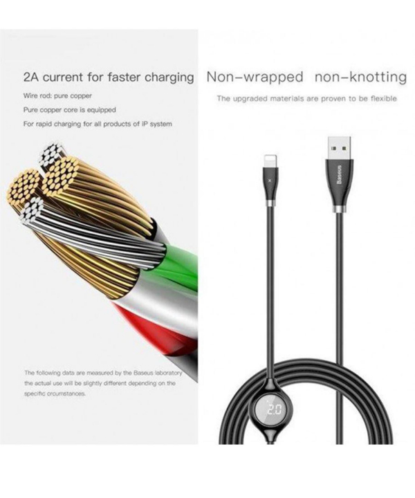 کابل لایتنینگ نمایشگردار بیسوس Baseus Big Eye Digital Display Lightning Cable 1.2m