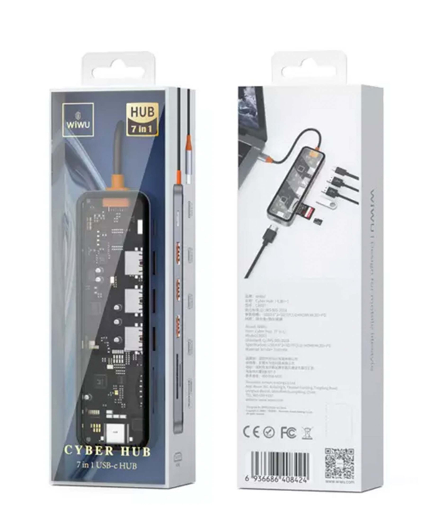هاب آداپتور تایپ سی 7 در 1 ویوو Wiwu Cyber Type-C HUB 7in1 CB007